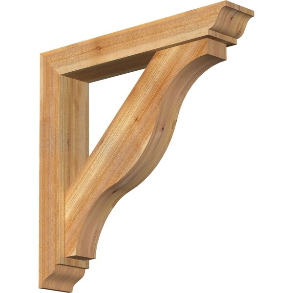 Ekena Millwork Funston Traditional Rough Sawn Bracket w/ Offset Brace, Western Red Cedar, 6"W x 34"D x 34"H BKT0604X34X34FST01RWR - main